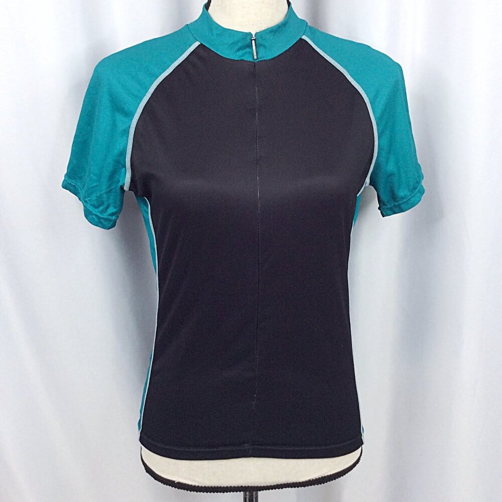 Primal Wear Cycling Jersey Women's Size Small Teal Black Short Sleeve 3/4‎ Zip